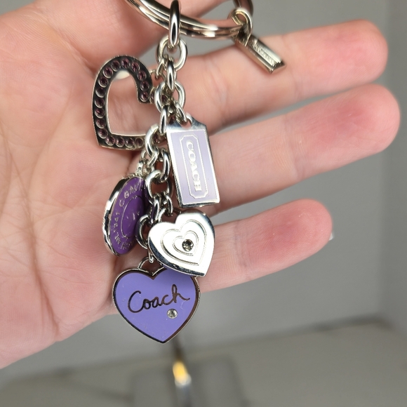 Coach Purple Hearts Charm Keychain Keyring - Picture 6 of 6